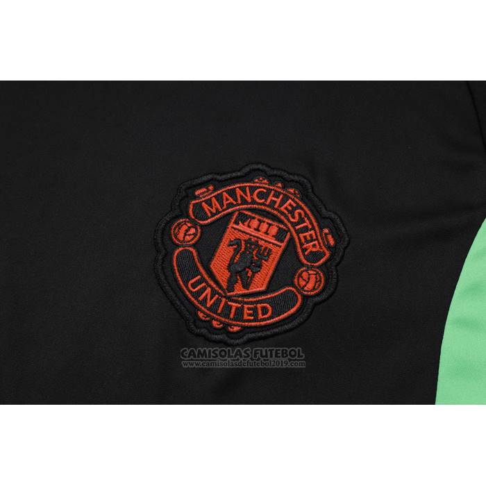 Fato de Treino Manchester United Manga Curta 2023-2024 Preto - Calcas Curta